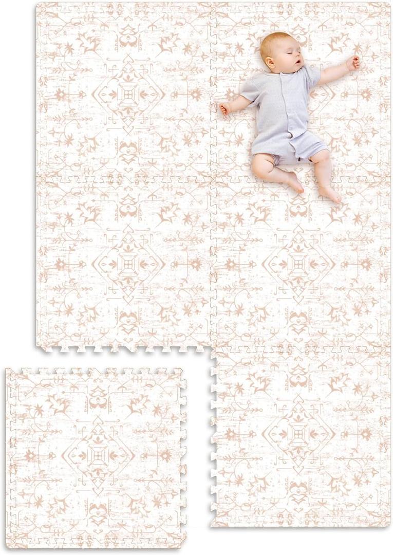 Extra Large Baby Play Mat - 4FT x 6FT Foam Puzzle Floor Mat for Kids & Toddlers (Persia Rhombic Pattern)