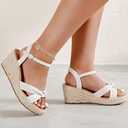 Luoika Women's Wide Width Ankle Strap Wedge Sandals, size 9.5W