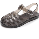 Jelly Shoes for Toddler Girls Summer Beach Retro Jellies Sandals T-Strap Slingback Little Kids Glitter White Size 24 Soft Closed Toe Princess Dress Flat