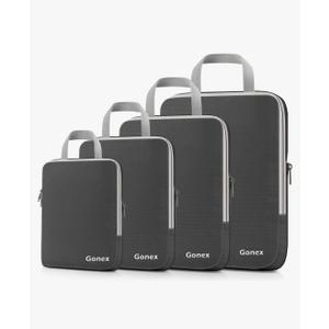 Gonex Compression Packing Cubes, 3pcs/4pcs Expandable Storage Travel Luggage Bags Organizers