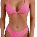 swimall Women's Triangle Bikini Set Cheeky High Cut Sexy Two Piece Swimsuit Cute Halter Bathing Suit (Pink) S