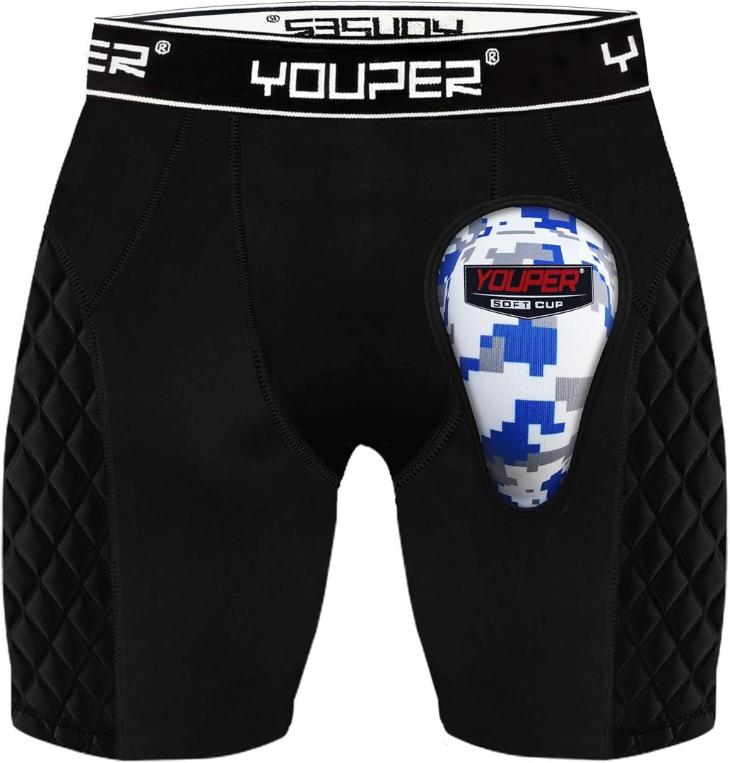Youper Youth Elite Padded Baseball Sliding Shorts w/Soft Athletic Cup (X-Large)