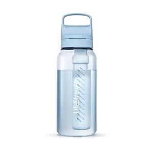 LifeStraw Go Series  BPA-Free Water Filter Bottle for Travel and Everyday use removes Bacteria, parasites and microplastics, Improves Taste, 1L Icelandic Blue