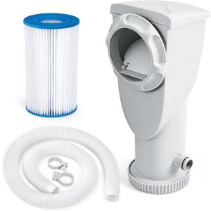 Funsicle SkimmerPlus 1,500 GPH 2-in-1 Filter Pump and Skimmer System for Above Ground Swimming Pools - Pool Cleaning and Maintenance (White)