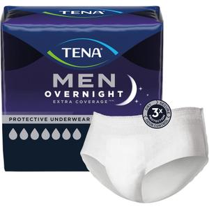 TENA MEN Overnight Extra Coverage Incontinence Underwear, Adult diapers, Large/X-Large (Waist Sizes 44in-64in), 48 Count (4 packs of 12)