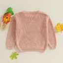 Kids Toddler Halloween Sweater Boys Girls Pumpkin/Ghost Embroidery Long Sleeve Knit Sweater Pullover Sweatshirt Top (Pink)