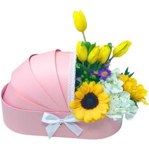 UNIKPACKAGING Premium Quality European Style Gender Reveal Gift Basket Its a Boy/Girl Floral Box for Luxury Style Flower Arrangements (Pink)