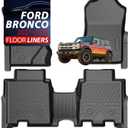 Carbon Fiber Floor Mats for Ford Bronco 4-Door 2021 2022 2023 2024 2025 (Not for 2 Door&Sport), All Weather Protection TPE Car Mats Car Liners Accessories, Front & 2nd Row Floor Liners Set