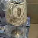 4 Pack Woven Table Lamp 12 Inch Portable Cordless Table Lamp Rechargeable Gold Bedside Light with Woven Rattan Shade for Bedroom Living Room Dining