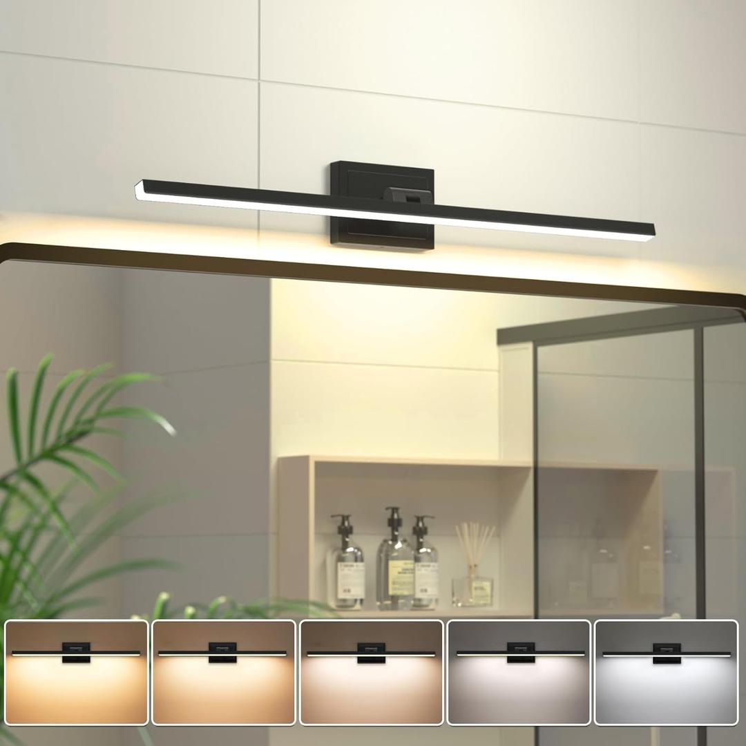 VOLISUN Modern Bathroom Vanity Light 31.5 inch, Rotatable, 18W Dimmable 5CCT Led Bathroom Light Fixture Over Mirror, Black Bar Vanity Light for Bathroom Mirror Cabinets-ETL Certificated