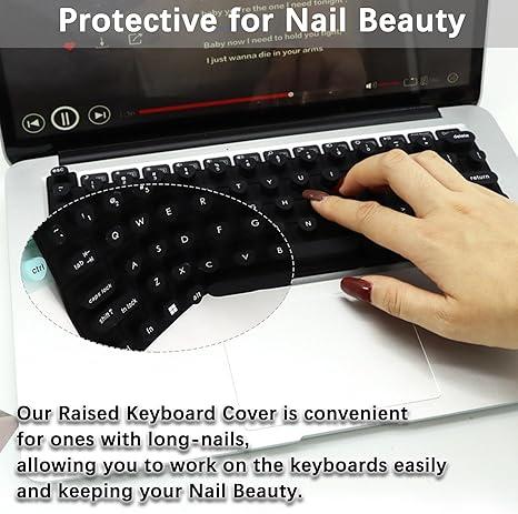 Raised Keyboard Cover for Long Nails, Heart Shaped Keyboard Protective Cover Nail Beauty Keyboard Compatible with HP EliteBook x360 G9 14" etc. 