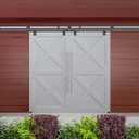 DIYHD 16FT Exterior Double Sliding Barn Door Hardware,Heavy Duty Wall Mount Box Track Kit for Outdoor Use,MAX Load 300lbs,Kit to Hang 2 Doors(Fit 48" X 2 Door)