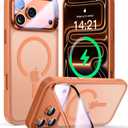 VOFATA [Upgraded Full Camera Protection] for iPhone 17 Pro Case with Camera Cover Stand [Fit for MagSafe][10FT Mil-Grade Protection] Translucent Magnetic iPhone 17 Pro Phone Case, Orange