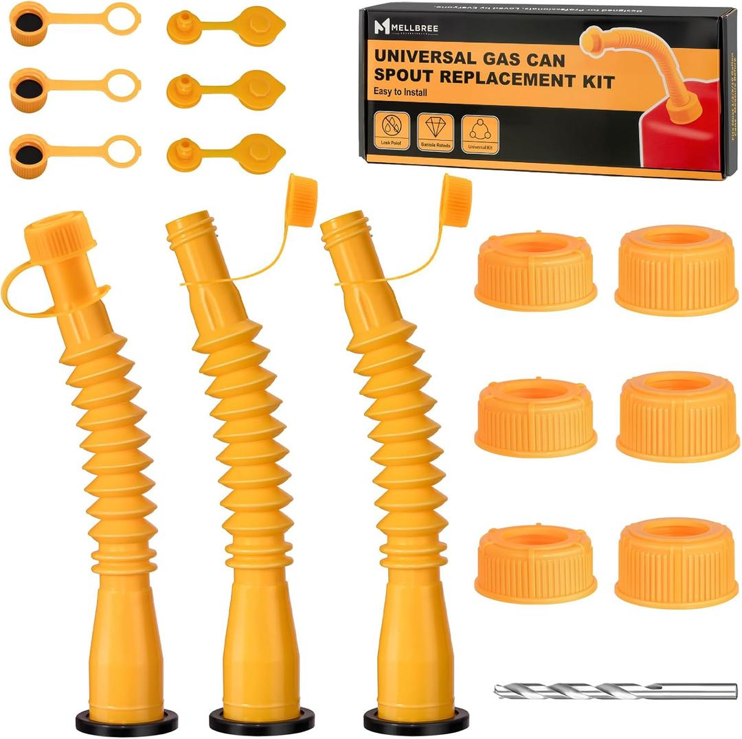 Gas Can Spout Replacement, 3-Pack Upgraded Gas Can Nozzle Replacement Compatible with 1/2/5/10 Gallon Cans, Durable Flexible Nozzle for Easy Refueling and Spill Prevention