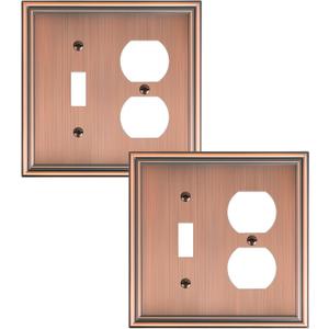 2-Pack Combo Toggle/Duplex Light Switch Cover Plate, Antique Copper Wall Outlet Cover Plate, Decorative Wall Receptacle Cover for Electrical Outlets, Light Switch, Durable Solid Zinc Alloy