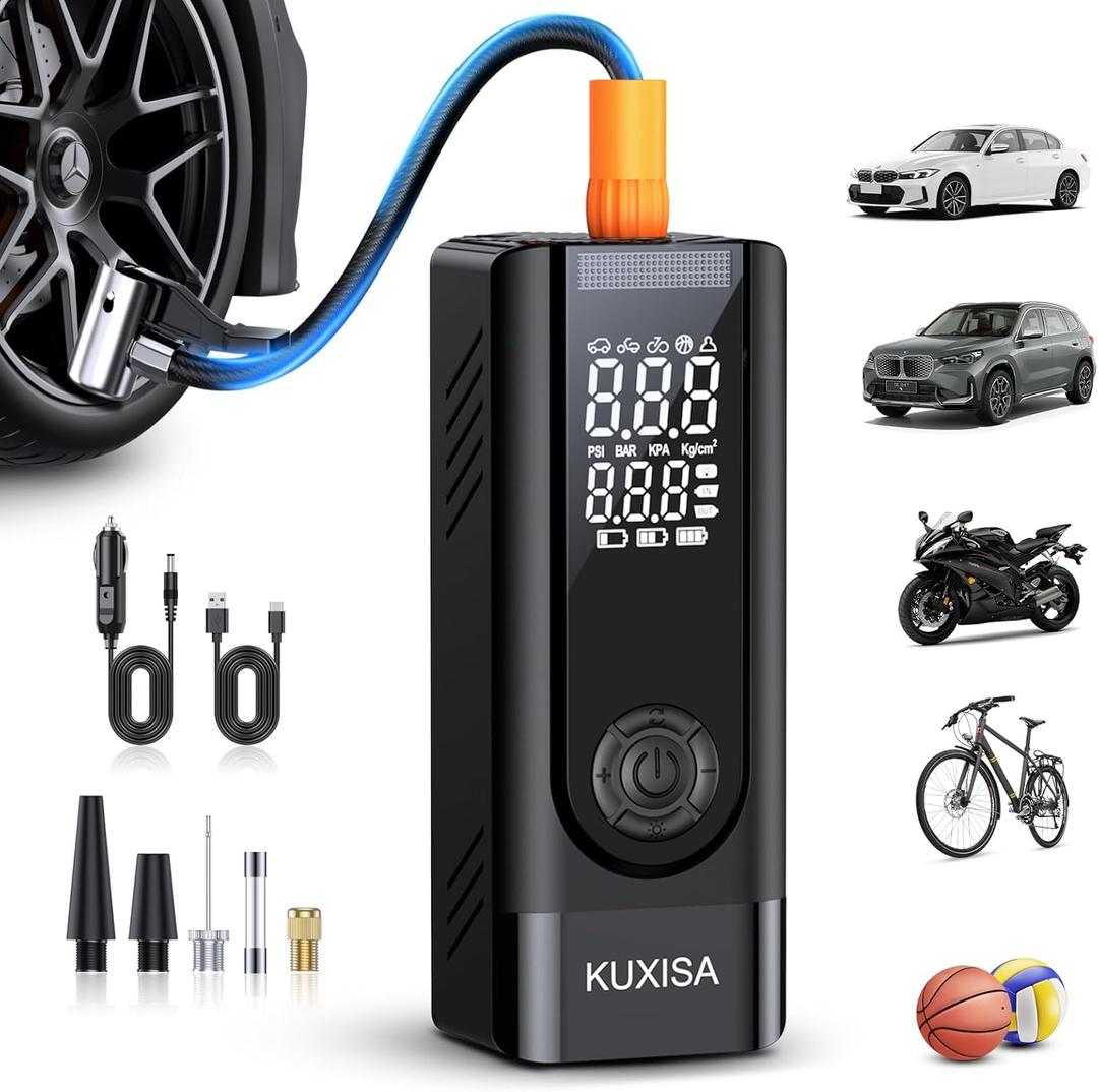 Tire Inflator Portable Air Compressor, 3X Faster Air Compressor with Digital Pressure Gauge, 180 PSI Portable Air Pump for Cars, Motorcycles, Bicycles, Balls and More(Black)