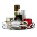 Mirror Glass Vanity Tray Round Cosmetic Decorative Tray for Kitchen Bathroom Living Room Desktop Home Storage for Christmas Valentine's Day Perfume Dresser Jewelry Trinket Organizer (Silver, 9.9 in)