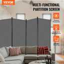 VEVOR Room Divider, 4 Panel Room Divider, 136" W Folding Privacy Screen and Portable Partition Divider for Room Separation, Freestanding Room Partitions for Office, Bedroom, Study, Grey