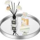 Hanobe Mirror Bathroom Vanity Tray: Sliver Perfume Organizer Decorative Round Trays for Makeup Jewelry Dresser Holder for Women - Entry Way Table Counter Decor 12' (11.8")