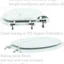 Elongated Toilet Seat Wood Toilet Seat Prevent Shifting with Zinc Alloy Hinges American Standard Size Toilet Seat Easy to Install also Easy to Clean(Elongated,Marble)