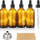 4 oz Dark Amber Glass Dropper Bottles with Measured Dropper, 4 Pack- 120ml Thick Tincture Bottle with Measurement Eye Droppers, Leakproof Essential Oils Bottle for Health, Personal Care & Beauty