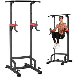 RELIFE REBUILD YOUR LIFE Power Tower Pull Up Bar Station Workout Dip Station for Home Gym Strength Training Fitness Equipment, Red 