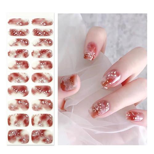 OAUEE Semi Cured Gel Nail Strips | Gel Nail Stickers with UV Light Required | Salon Quality, Easy Application and Removal（Copper Cloud）, Set of 4