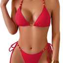 swimall Women's Thong Bikini Set Sexy String High Cut Triangle Swimsuit Two Piece Brazilian Bathing Suit (Medium, 505 - Red)