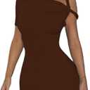 Women Asymmetrical Twist One Shoulder Mini Dress Single Short Sleeve Hollow Knot Short Dress Slim Fit Party Dresses L