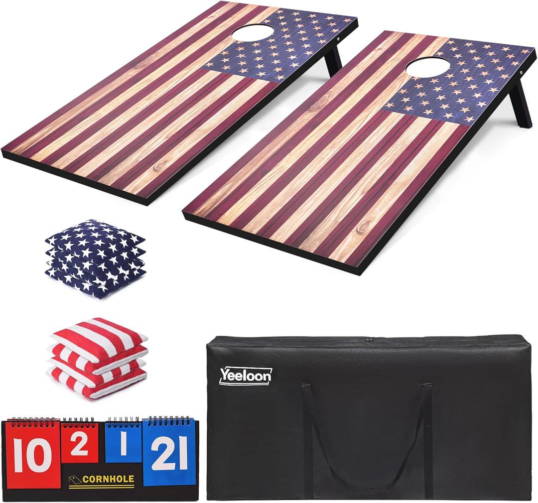 Cornhole Set, Tailgate/Regulation Size Cornhole Boards with 8 Bean Bags and Carrying Case, 3x2/4x2 Corn Hole Outdoor Game Toss Board for Adults Outside Activities