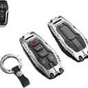 Heavy Key Fob Cover Case Protector for Ford, Keychain, Accessories for Ford F150 Mustang Explorer Edge Fusion Lincoln MKZ MKC MKX (Model-B Silver)