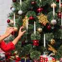LUSHARBOR Christmas Tree Candles, 10 Pack Flameless Taper Candles for Christmas Tree Decor, Fake LED Candle Battery Operated with Remote for Xmas Wedding Home Gift with Crystal Ball Hook