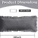 KKJIAF Grey Lumbar Pillow Covers 14x36 Inch Set of 1, Microfiber Ruffled Pillow Shams, Ruffle Sham Pillow Covers Lumbar Pillow Case for Couch Bed Livingroom