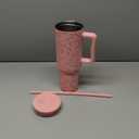 Simple Modern 40 oz Trek Tumbler with Handle and Straw Lid | Cup Holder Friendly Insulated Stainless Steel Travel Mug | Pink Candy Cane Toss