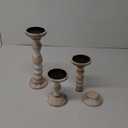 Candle Holder for Pillar Candles: Romadedi Set of 3 Decorative Wood Candlestick Holders, Rustic Wooden Candle Stand for Fireplace Mantle End Table Shelf in Farmhouse Style, Whitewashed 6, 8.3, 12