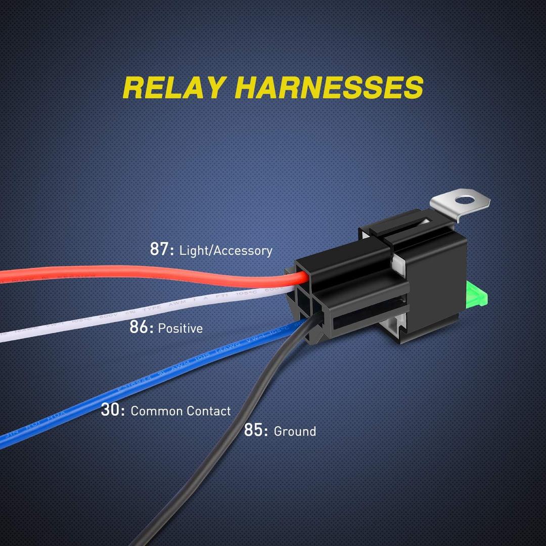 Nilight 50023R  30A Fused Relay Switch Kit 12V 4 Pin SPST Relay Interlocking Harness Socket Holder 30 Amp 12 Volt Automotive Relays with Fuse for Auto Cars Trucks RV