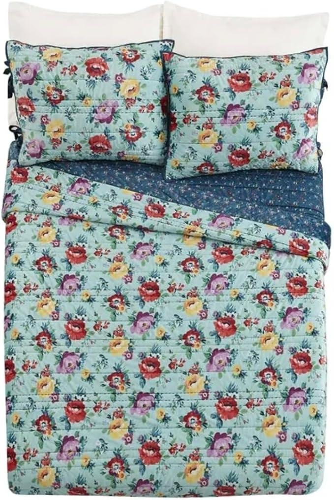 Pioneer Woman Multi-Color Sweet Romance Blossoms 2-Piece Poly Velvet King Sham Set