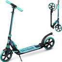 Skidee Adult & Teen Scooter Adjustable Height, Folding, Large Wheels, Lightweight, Durable, Anti-Shock Suspension, Up to 220 lbs (Aqua)