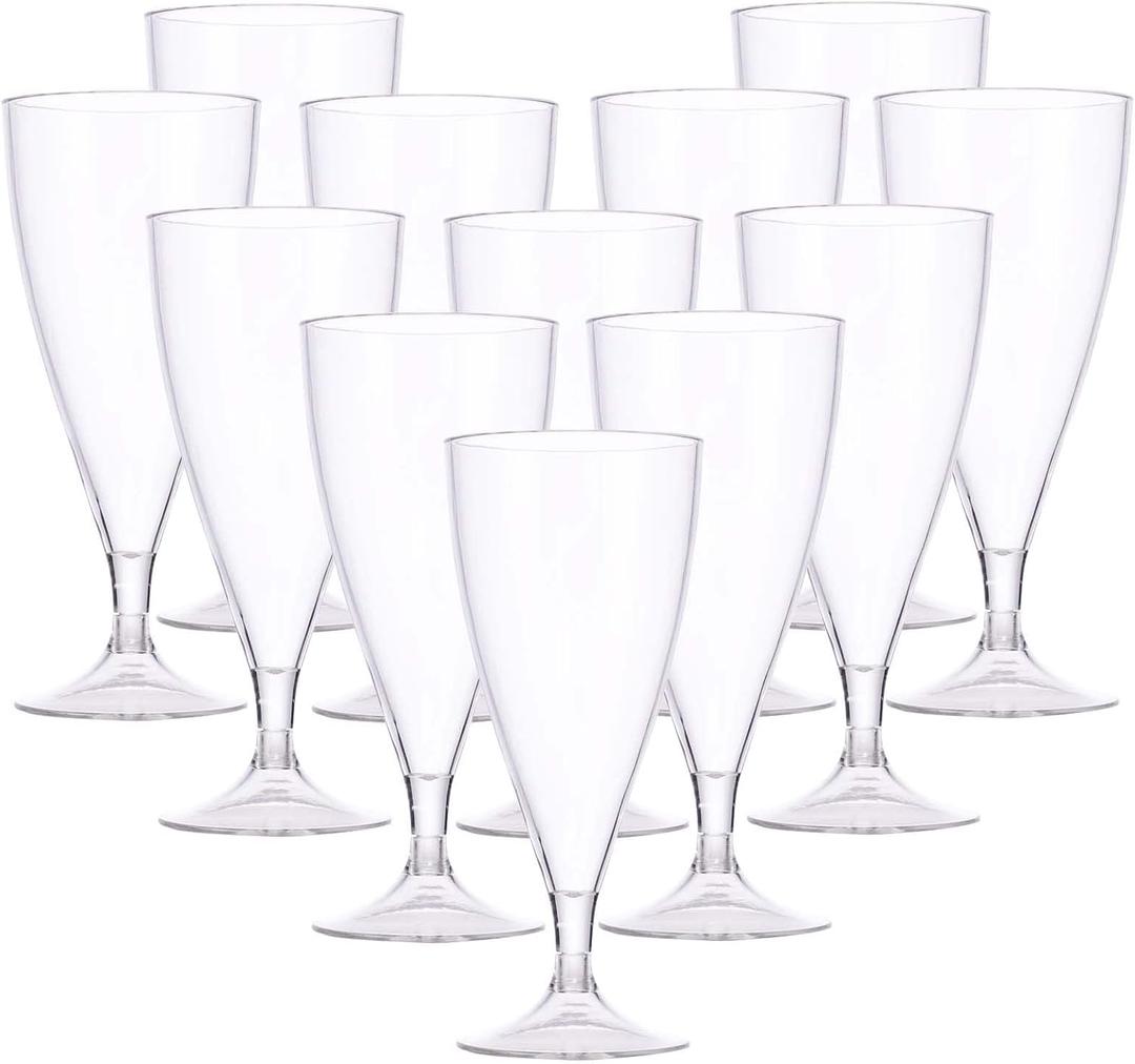 Cq acrylic 12 Pack Champagne Flute with Outer Cup 5 Stemless Clear Plastic champagne flutes,Shatterproof,Reusable,BPA-free,Ideal for Home Bar, Special Occasions