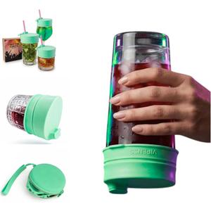 Drink Cover for Alcohol Protection, Anti Drug Cup Protector, Silicone Drink Cover with Flip-Top Closure, Fits All Cup Sizes, Leak-Proof Lid with Ergonomic Sip Design, Green