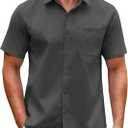 COOFANDY Mens Short Sleeve Button Down Shirts Casual Dress Shirt Untucked Shirts with Pocket (L)