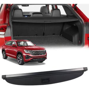Marretoo Cargo Cover for VW Atlas Cross Sport 2020 2021 2022 2023 2024 2025 Volkswagen Accessories Black Retractable Trunk Cover Cargo tonneau Shield Shade Replacement for 3CM061167