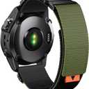 EKINGEEK For Fenix 7X/6X/5X Plus Band Replacement, 26mm QuickFit Nylon Watch Strap for Garmin Fenix 7X/6X Pro/5X Plus/Tactix 7 Delta/Enduro 2 Bands (Wrist Size XL (7.1"-9.5"), Green Black-Black Buckle)