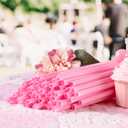 Jumbo 10mm Wide Individually Wrapped Red Heart Shape Disposable Straws, Cute Plastic Drinking Straws for Valentines & Galentines Day Wedding Smoothie, Milkshake(100 Pcs)