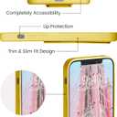 LAUDTEC Silicone Kickstand Case Compatible with iPhone 12/12 Pro, Vertical and Horizontal Stand Hand Strap Metal Kickstand Cover, Flexible Soft Liquid Silicone Stand Case for iPhone 12/12 Pro (Yellow)