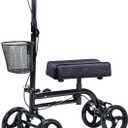 WINLOVE Black Steerable Knee Walker Roller Scooter with Basket Dual Braking System for Angle and Injured Foot Broken Economy Mobility