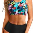 Tempt Me Women Two Piece High Waisted Bikini Set Sporty Swimsuits Bathing Suit with Bottom for Teen Girls M