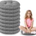 Fumete 8 Pcs 16 Inch Round Floor Cushions for Kids and Toddlers, Flexible Seating Classroom Furniture Floor Pillow for Home, Daycare, Preschool, Yoga and Meditation (Gray), 40 x 40 x 9 cm/ 16 x 16 x 3.6 inches