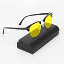 AMBEYE TR90 Frame Night Driving Glasses with Yellow Lens for Drivers, Cycling & Outdoor Activities, Men & Women(Black Silvery)