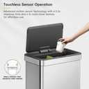 EKO Econova 30L+30L Dual Compartment Motion Sensor Trash Can, 16 Gallon Automatic Kitchen and Recycling Bin, Soft-Close Lid, Fingerprint-Resistant Stainless Steel Garbage Bin, 2 Inner Buckets